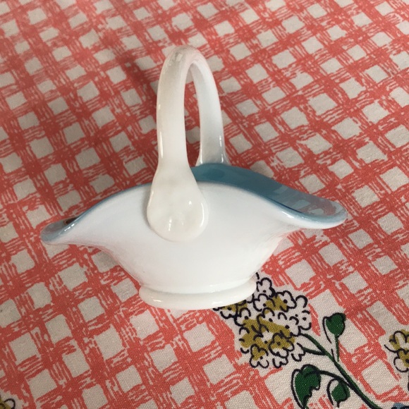 Blue Cased White Glass Basket - Picture 4 of 5